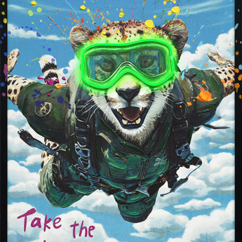 Skybound Roar II Hand-Embellished LED Canvas In Frame - Black / Blue