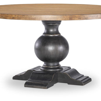 Vintage Market - Round Dining Table Complete - Barnwood Oak And Kettle Black