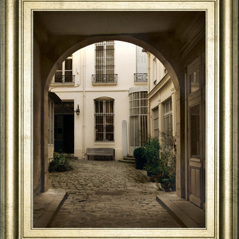 Marais Courtyard By Milla - Framed Print Wall Art - Light Brown