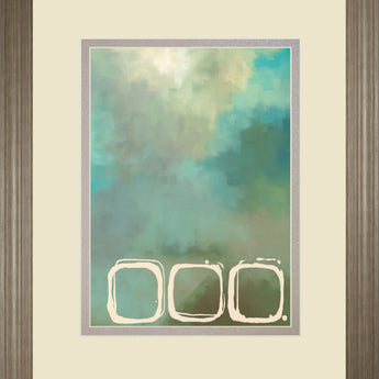 Retro In Aqua And Khaki Il By Laurie Maitland - Framed Print Wall Art - Beige