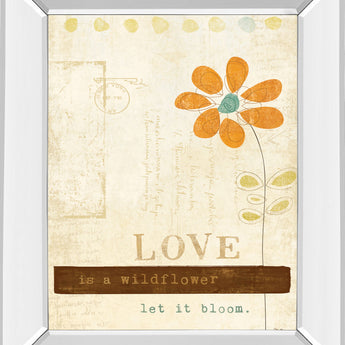 Let Love Bloom By Mollie B - Mirror Framed Print Wall Art - Beige
