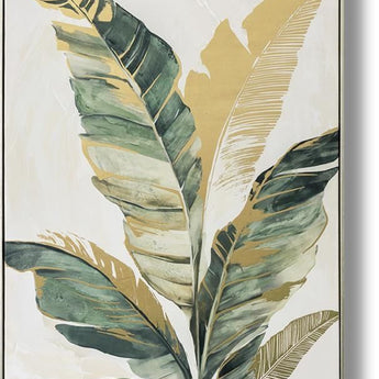 Emerald Palm Whispers - 33" x 48" Framed Wall Art - Green