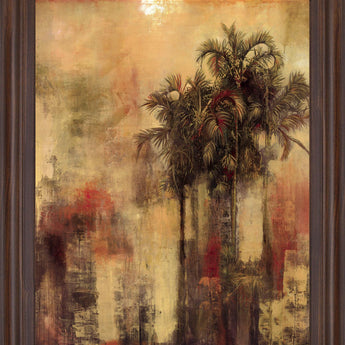 Sunlit Palm Whisper - 28" x 34" Framed Wall Art - Beige