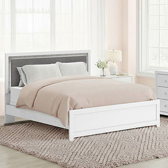 Maeling - Full Upholstered Panel Headboard - White / Gray