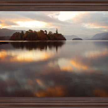 Golden Reflection Stillness - 28" x 34" Framed Wall Art - Light Brown