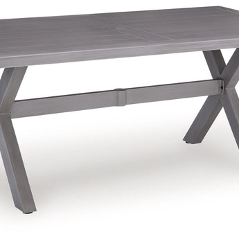 Half Moon Beach - Mesa de comedor rectangular con opción de sombrilla - Gris