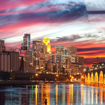 Minneapolis Cotton Candy Sky Tempered Glass With Foil - Pink / Orange