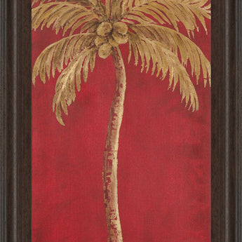 Palm Pizzazz Il By Angela Ferrante - Framed Print Wall Art - Red