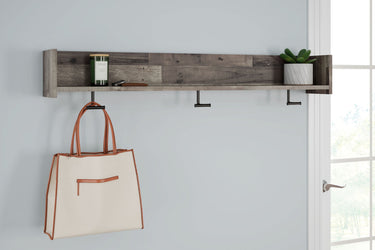 Neilsville - Wall Mounted Coat Rack w/Shelf - Black / Gray