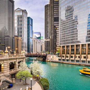 Tempered Glass With Foil - Chicago River - Pearl Silver