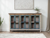 Antique Glass Console 6 Glass Doors Multicolor - detail