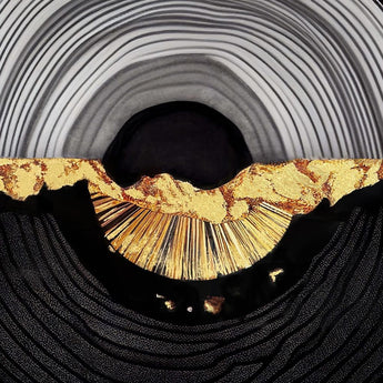 Tempered Glass With Foil - Abstractl Gold Circle - Black