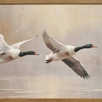 Marshland Flight I - 30 X 20 - Hand-Embellished Canvas In Frame - Beige