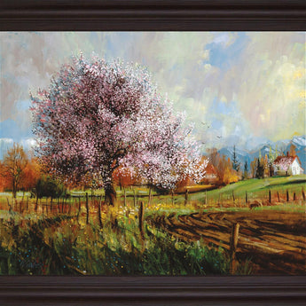 Blossom Meadow - 28" x 34" Framed Wall Art - Light Brown