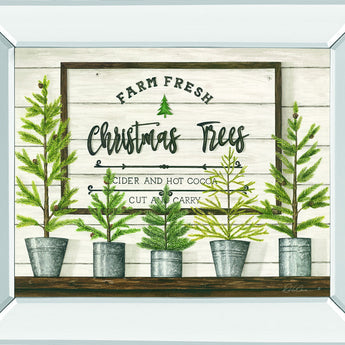 Farm Fresh Christmas Trees By Diane Weaver - Mirror Framed Print Wall Art - Green