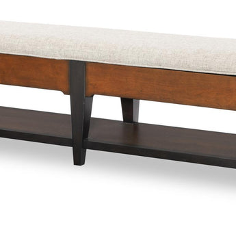 Fenmore - Upholstered Storage Bench (Lift Top, 1 Open Shelf) - Mocha and Distressed Cherry