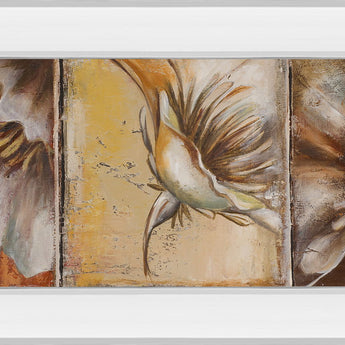 The Three Poppies Il By Patricia Pinto - Mirror Framed Print Wall Art - Dark Brown