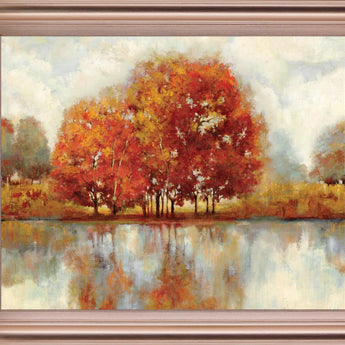 Fiery Grove Reflections - 28" x 34" Framed Wall Art - Orange