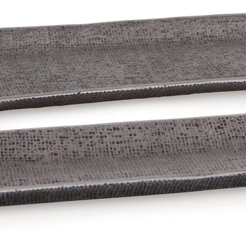 Garekton - Tray Set (Set of 2) - Pewter Finish