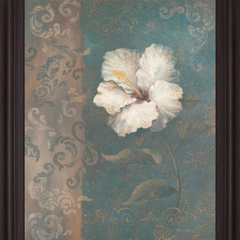 Gilded Petals - 28" x 34" Framed Wall Art - Blue