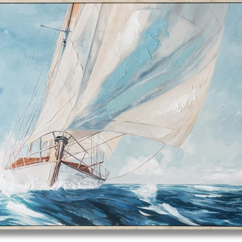 Gusty Sail Aglow - 33" x 48" Framed Wall Art - Blue