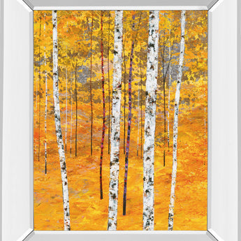 Iridescent Trees IV By Alex Jawdokimov - Mirror Framed Print Wall Art - Yellow