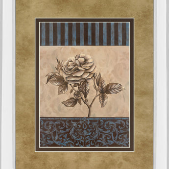 Rose Refined Il By Carol Robinson - Mirror Framed Print Wall Art - Light Brown