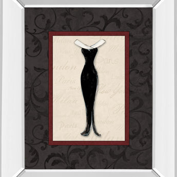 Fashion Dress I By Susan Osbourne Mirror Framed Print Wall Art - Black