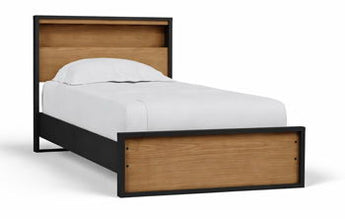 Kozmour - Twin Bookcase Complete Bed Frame - Black / Brown