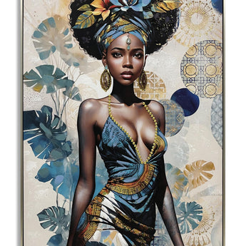 Regal Tropic Gaze - 40" x 28" Framed Wall Art - Blue