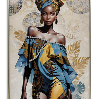 Regal Azure Radiance - 28" x 40" Framed Wall Art - Blue