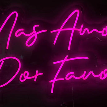 "Mas Amor Por Favor" LED Neon On Acrylic - Pink / Black