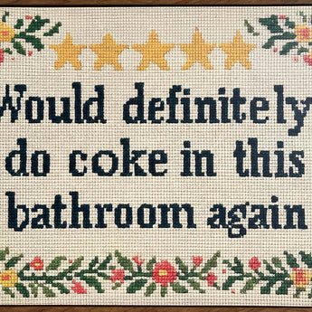 Bathroom Wit I Hand-Embellished Canvas In Frame - Brown / Multicolor