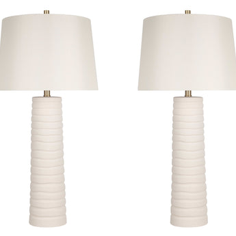 "Calming Flow" Ceramic Table Lamp (Set of 2) - Textured White