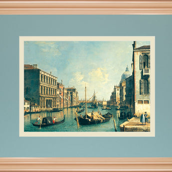The Grand Canal, Venice The Rialto Bridge By Antonia Canaletto - Framed Print Wall Art - Blue