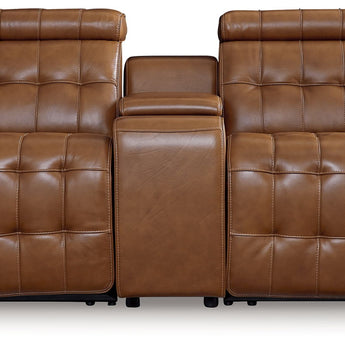 Temmpton - 3-Piece Power Reclining Sectional Loveseat With Console - Chocolate