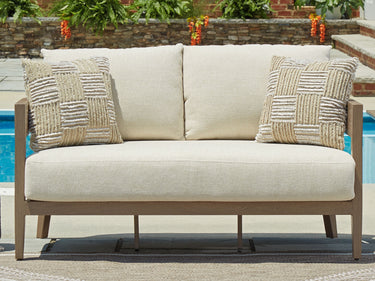 Serene Bay - Loveseat With Cushion - Dark Brown / White