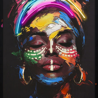 Chromatic Muse Hand-Embellished LED Canvas In Frame - Black / Multicolor