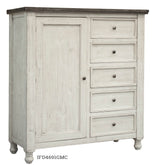 Stone Chest With 5 Drawer / 1 Door Antiqued Ivory / Weathered Gray - Gentleman’s Chests at Quality Home Furniture Mesquite