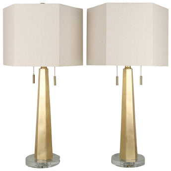 Gilded Spire - 28 X 14 - Resin Table Lamp (Set of 2) - Gold Leaf, Clear Crystal
