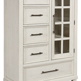 Shaybrock - Cómoda con puerta - Blanco antiguo/Marrón