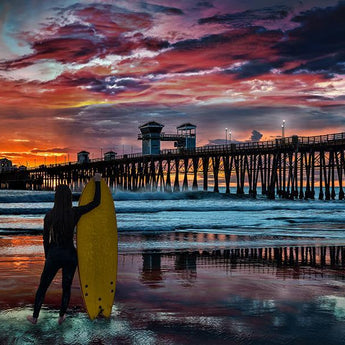 Dusk At The Pier (Framed) - Purple