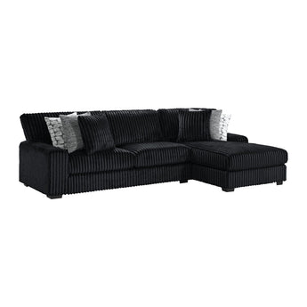 Nightfall Grand Cord Black Sectional 2PC Set