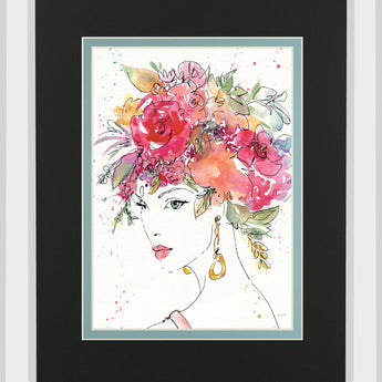 Floral Figures II By Anne Tavoletti Mirrored Frame - Pink