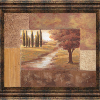 Peaceful Stream Il By Vivian Flasch - Framed Print Wall Art - Dark Brown