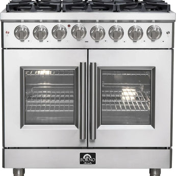Forno 36" Pro-Style French Door Gas Range, Dual Fuel, S.S. - FFSGS6325-36
