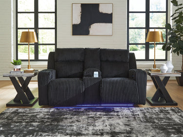 Forest Lake - Power Reclining Loveseat With Console / Adj Headrest - Black
