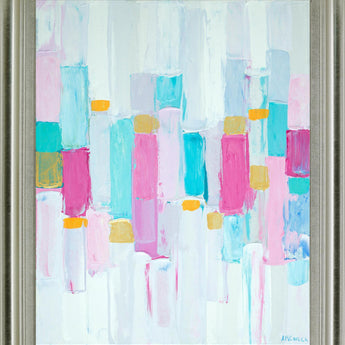 Pastel Block Chorus - 28" x 34" Framed Wall Art - Light Blue