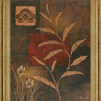 Bronzed Botanical - 28" x 34" Framed Wall Art - Orange