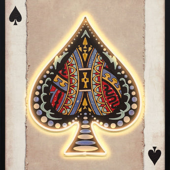 Royal Card II Hand-Embellished LED Canvas In Frame - Black / Beige